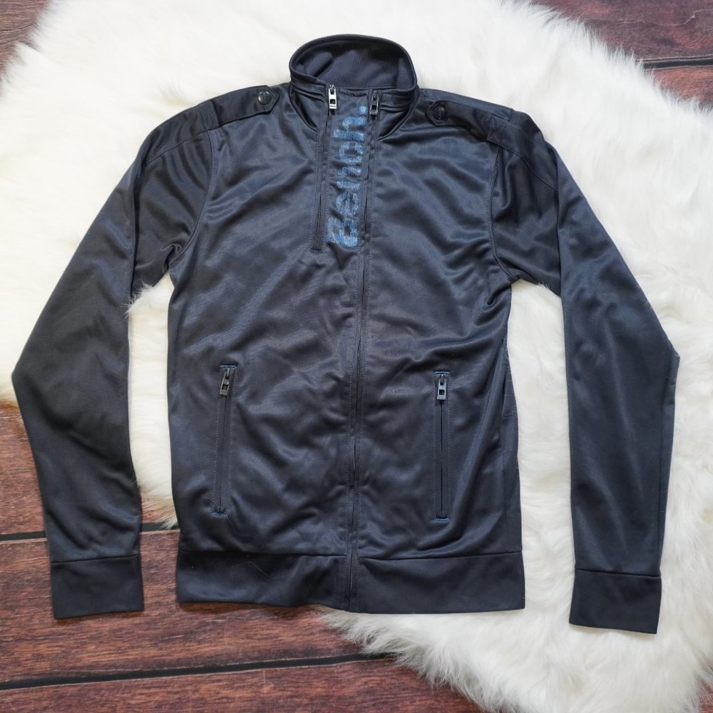 Bench Men’s Full Zip Jacket Size Small Grey Track Jacket Zip Up Sweater